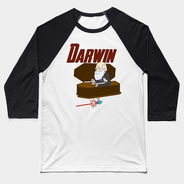 Darwin Baseball T-Shirt by knightwatchpublishing